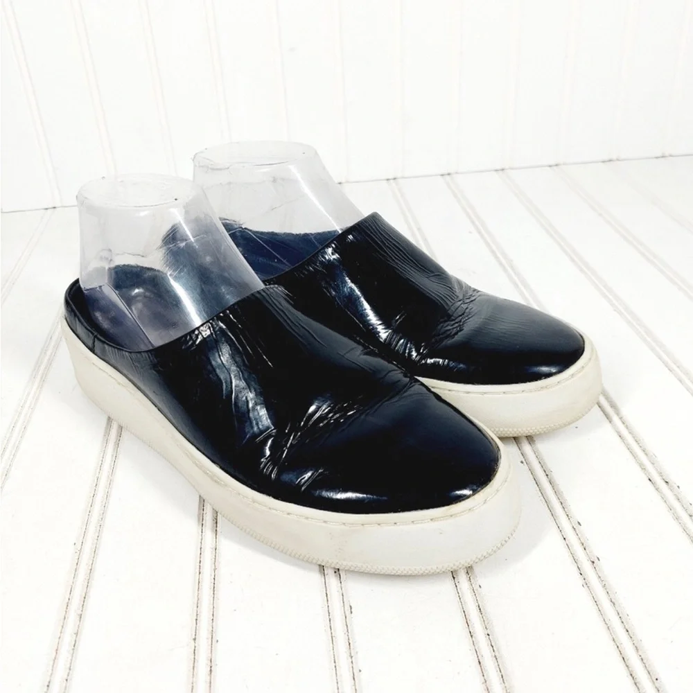 Free People Wynwood Patent Leather Mule Sneakers Black Slip On Shoe EU 38 US 7.5